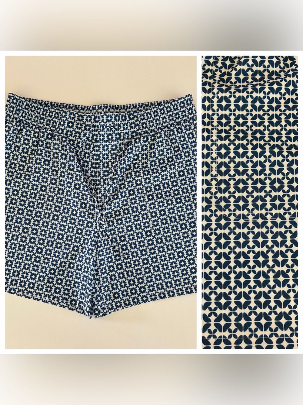 NEW! Croft & Barrow Blue & White Lightweight Shorts MEDIUM Pockets Elastic Waist